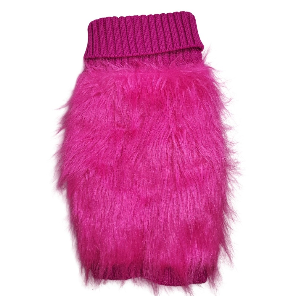 Fabdog Pink Faux Fur ~ Fuzzy Dog Sweater,‎ Pet Clothes